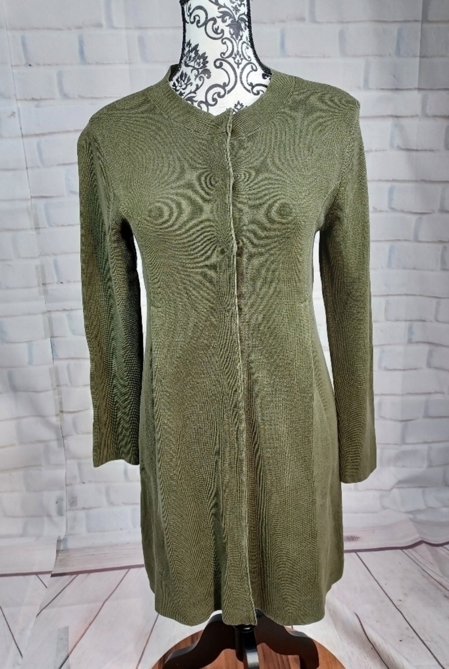 Eileen Fisher womens long sleeve invisible snap size s dress stretch b30
